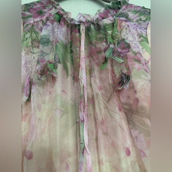 NWT Miss Rosier JUSTINE Dress floral print cinched midi size Small PINK cottage - Picture 8 of 16